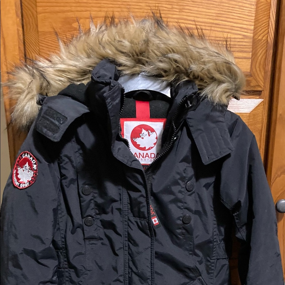 girls Canada weather gear long jacket M 10/12